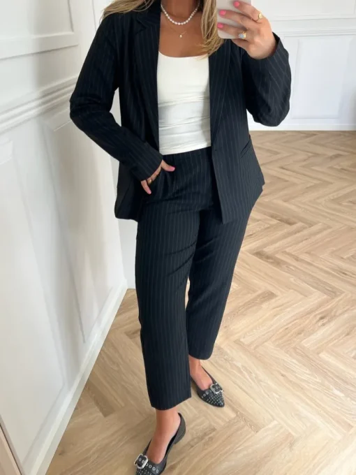 Object Lisa LS Button Blazer Black/Grey NOA24