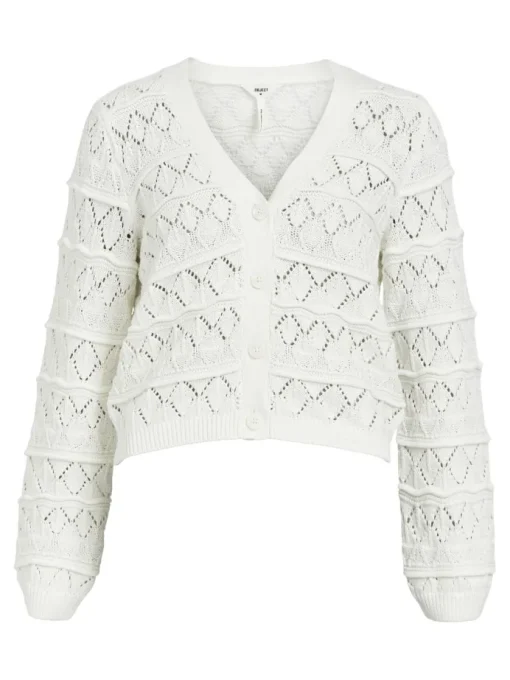 Object Liva L/S V-Neck Knit Cardigan Cloud Dancer