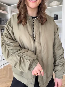 Object Mary Oversize Bomber Jakke Taupe Gray