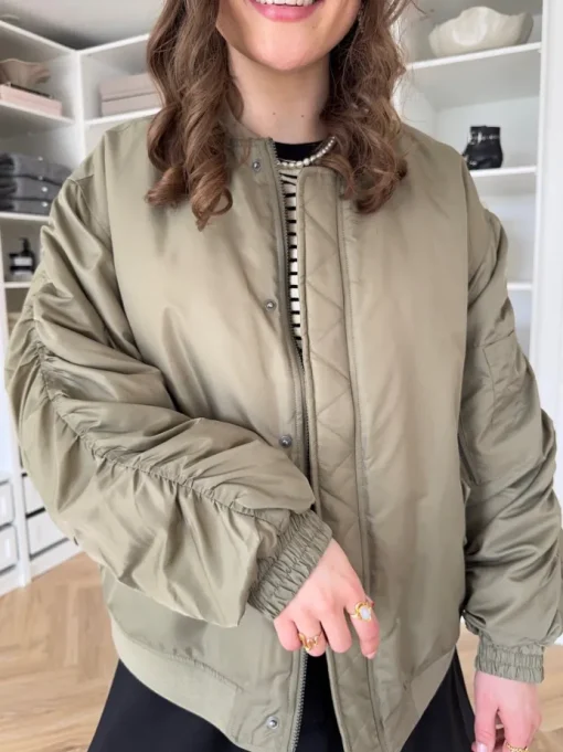 Object Mary Oversize Bomber Jakke Taupe Gray