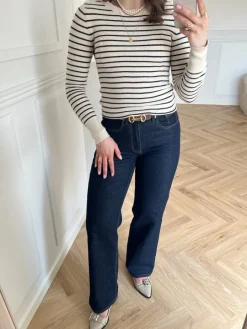 Object Polina LS Strik Sandshell Stripes/Sky Captain