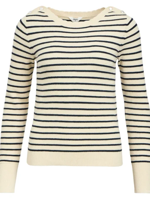 Object Polina LS Strik Sandshell Stripes/Sky Captain