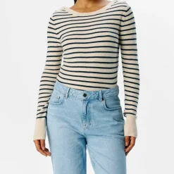 Object Polina LS Strik Sandshell Stripes/Sky Captain