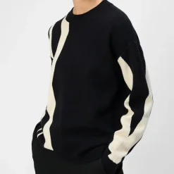Object Ray LO LS Strik Black Pattern/Sandshell Vertical Stripes
