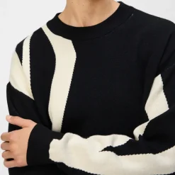 Object Ray LO LS Strik Black Pattern/Sandshell Vertical Stripes