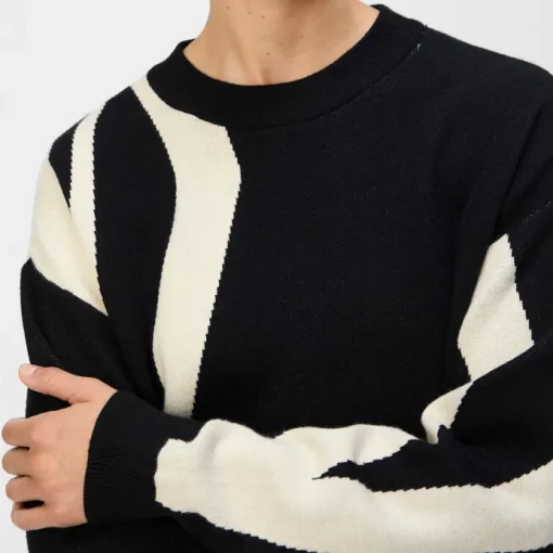 Object Ray LO LS Strik Black Pattern/Sandshell Vertical Stripes