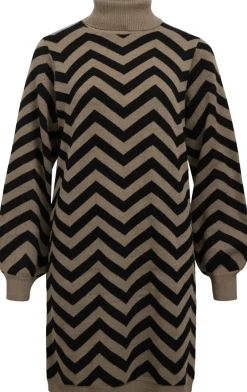 Object Ray LS Knit Rollneck Kjole Morel/Black