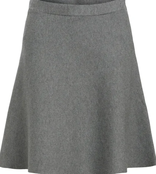 Object Reynard HW Short Knit Nederdel Medium Grey Melange NO25