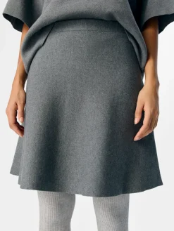 Object Reynard HW Short Knit Nederdel Medium Grey Melange NO25