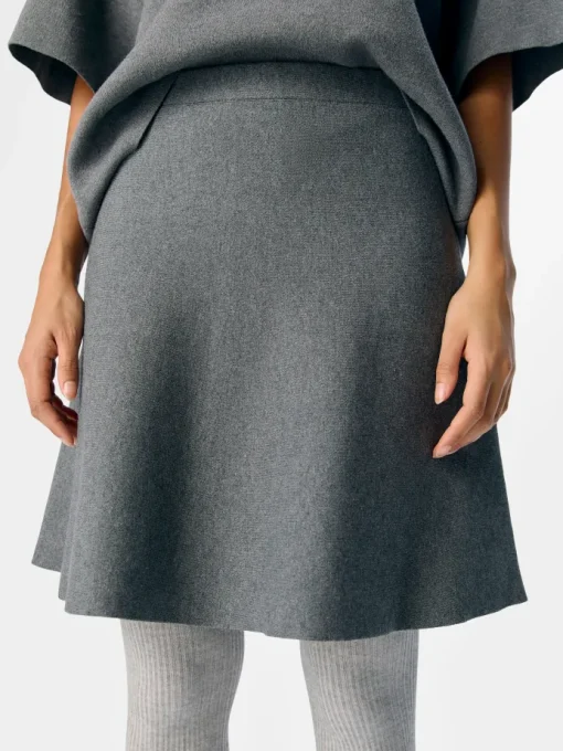 Object Reynard HW Short Knit Nederdel Medium Grey Melange NO25