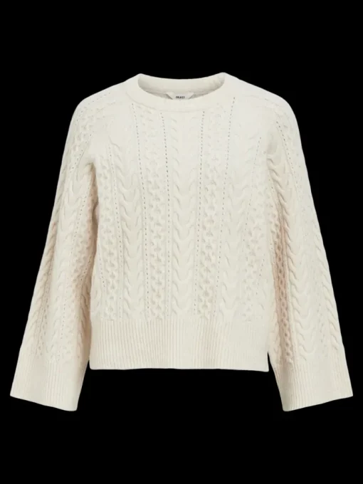 Object Rosa Strik L/S Pullover White Sand Melange