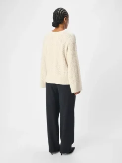 Object Rosa Strik L/S Pullover White Sand Melange