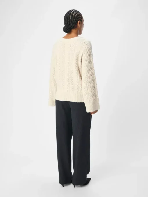 Object Rosa Strik L/S Pullover White Sand Melange
