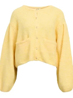 Object Saggia LS Strikcardigan Lemon Merinque