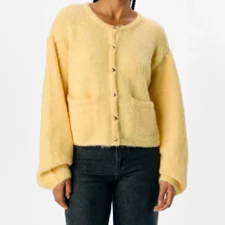 Object Saggia LS Strikcardigan Lemon Merinque