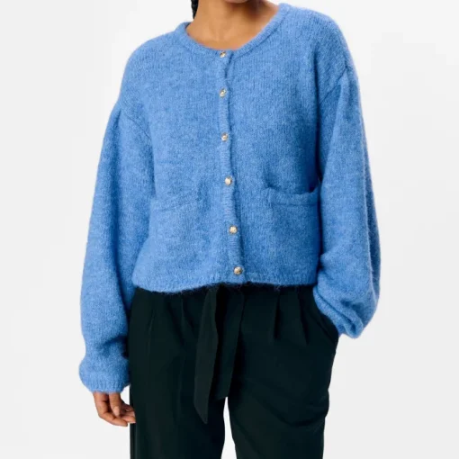 Object Saggia LS Strikcardigan Cornflower Blue