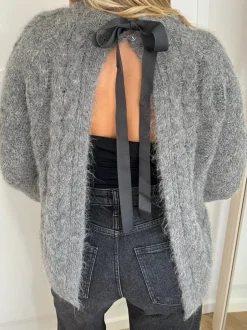 Object Smilla Knit LS Bluse Medium Grey Melange