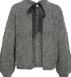 Object Smilla Knit LS Bluse Medium Grey Melange
