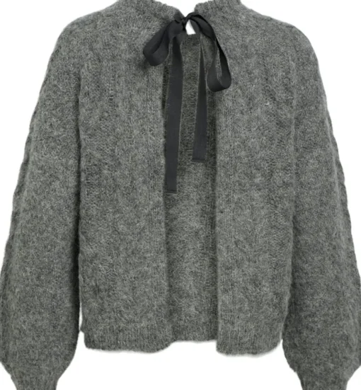 Object Smilla Knit LS Bluse Medium Grey Melange