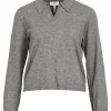 Object Thess LS V-Neck Strik Medium Grey Melange