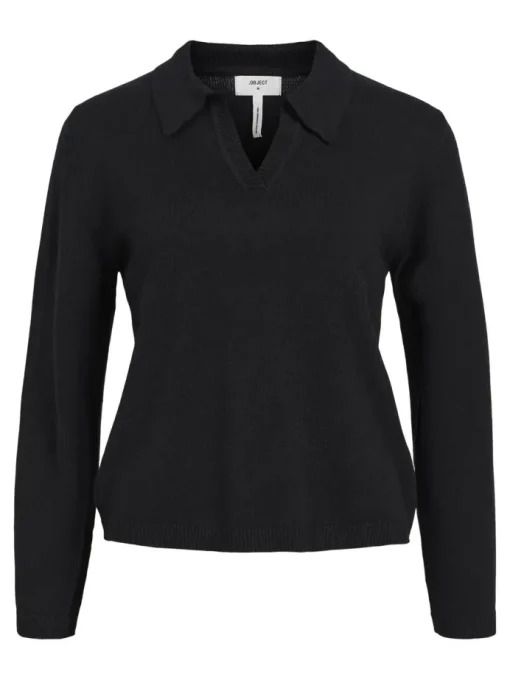 Object Thess LS V-Neck Strik Black