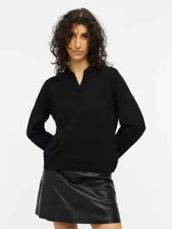 Object Thess LS V-Neck Strik Black