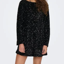 Only Anika Sequins LS Bow Kjole Black Bow