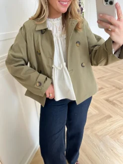 Only April Short Trenchcoat Jakke Aloe NO25