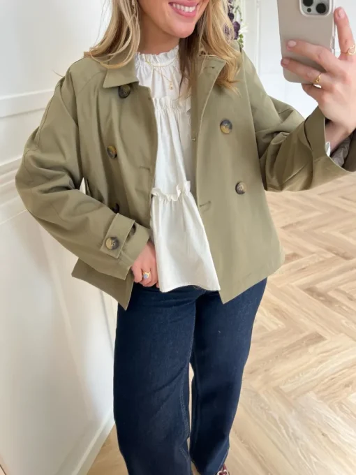 Only April Short Trenchcoat Jakke Aloe NO25