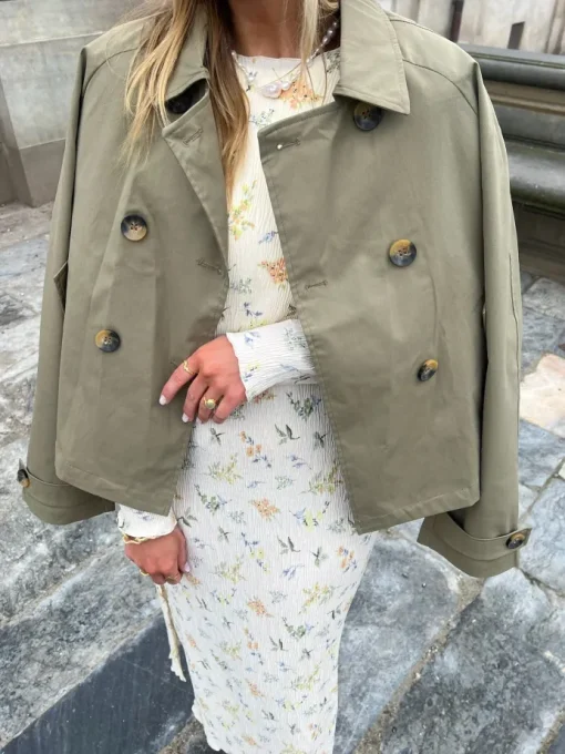 Only April Short Trenchcoat Jakke Aloe NO25