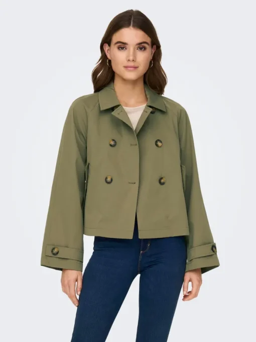 Only April Short Trenchcoat Jakke Aloe NO25