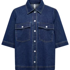 Only Belle SS Denim Skjorte Dark Blue Denim NOS25