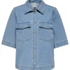 Only Belle SS Denim Skjorte Light Blue Denim NOS25