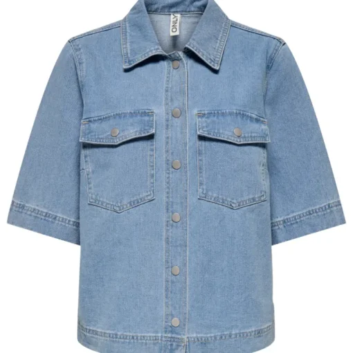 Only Belle SS Denim Skjorte Light Blue Denim NOS25