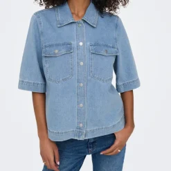Only Belle SS Denim Skjorte Light Blue Denim NOS25