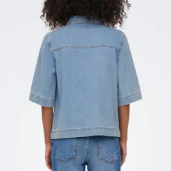 Only Belle SS Denim Skjorte Light Blue Denim NOS25