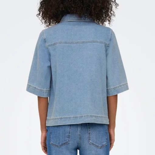 Only Belle SS Denim Skjorte Light Blue Denim NOS25