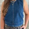 Only Dorsi SL Denim Top Medium Blue Denim