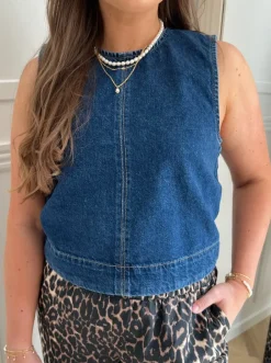 Only Dorsi SL Denim Top Medium Blue Denim