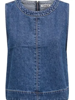 Only Dorsi SL Denim Top Medium Blue Denim