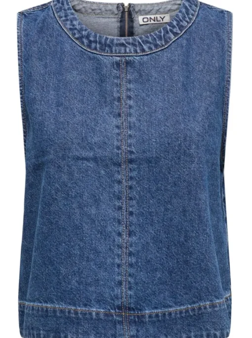 Only Dorsi SL Denim Top Medium Blue Denim