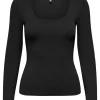 Only Ea LS 2-Way Deep Neck Bluse Black NO25