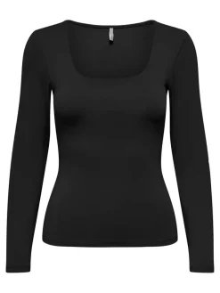 Only Ea LS 2-Way Deep Neck Bluse Black NO25