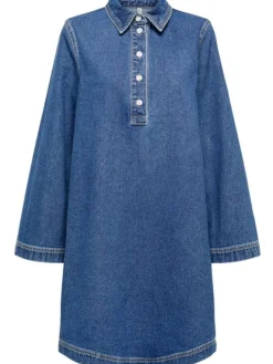 Only Freya LS Bell Kjole Medium Blue Denim