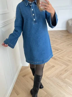 Only Freya LS Bell Kjole Medium Blue Denim