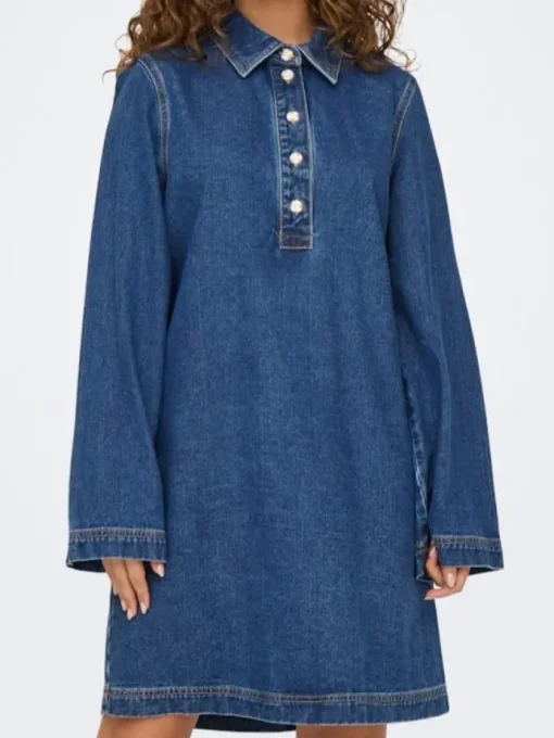 Only Freya LS Bell Kjole Medium Blue Denim