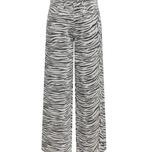 Only Hope HW Zebra Wide Denim Jeans Light Grey Denim