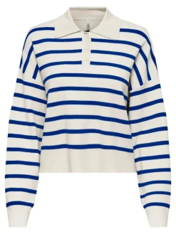 Only Lucy LS Polo Neck Bluse Cloud Dancer Surf The Web