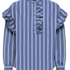 Only Malou LS Frill Stripe Skjorte Wedgewood/White