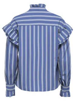 Only Malou LS Frill Stripe Skjorte Wedgewood/White
